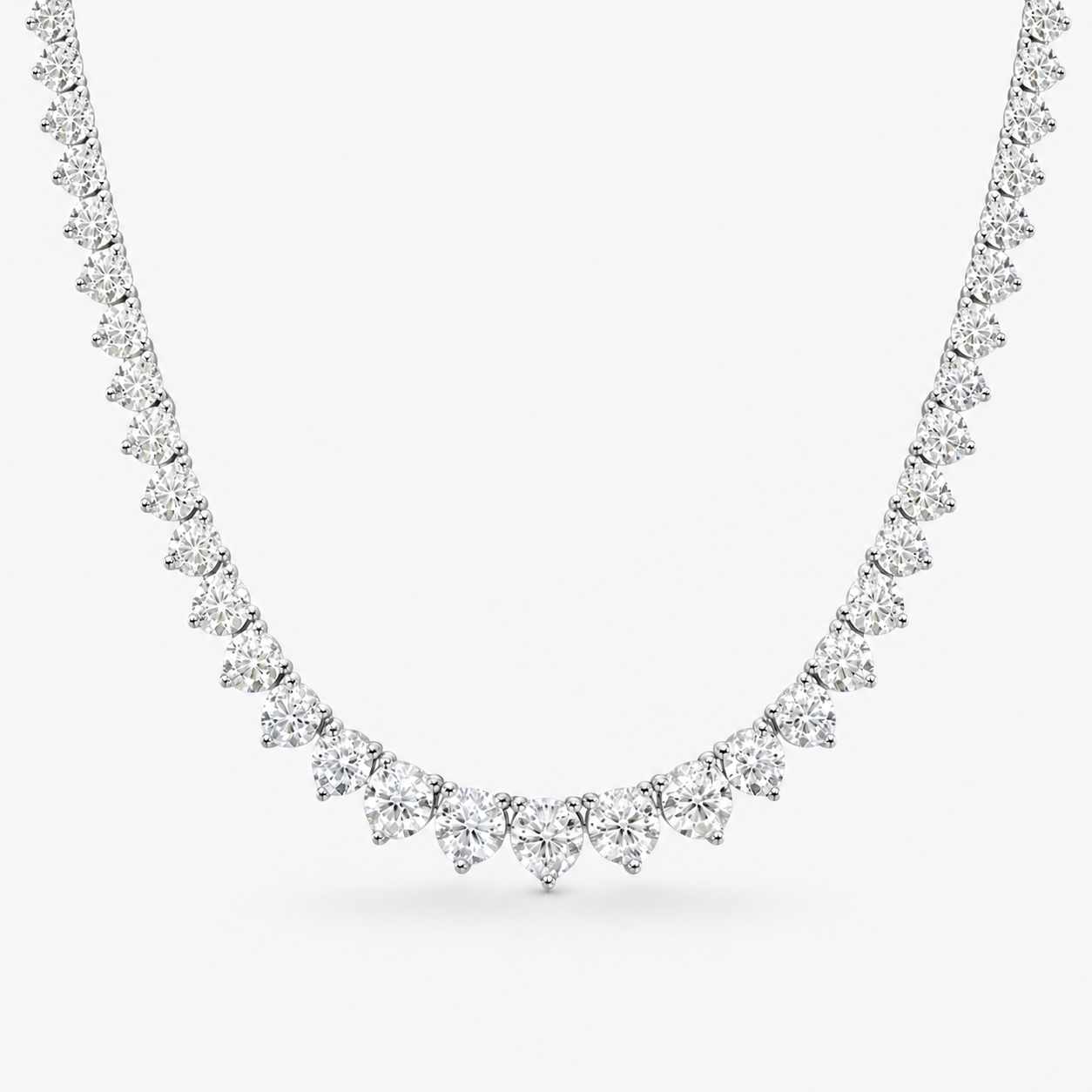 3 prongs Graduated moissanite tennis necklace
