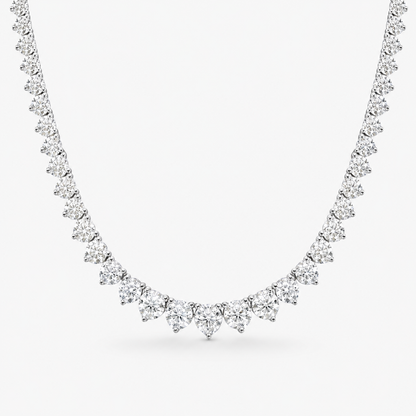 3 prongs Graduated moissanite tennis necklace