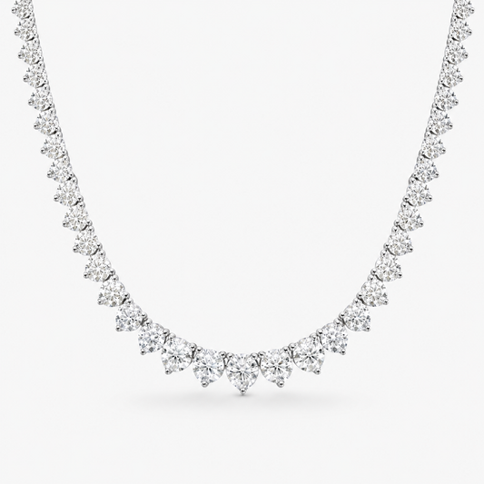 3 prongs Graduated moissanite tennis necklace