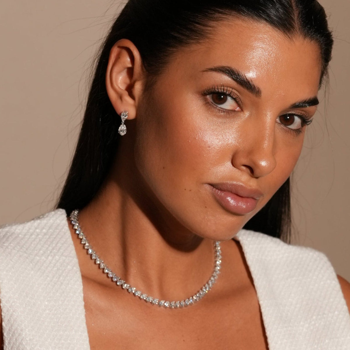 Pear shape 30ct Moissanite tennis necklace