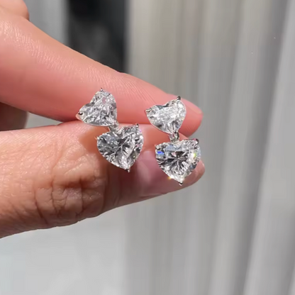 Dual Heart Moissanite  Earring