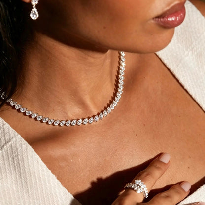 Pear shape 30ct Moissanite tennis necklace