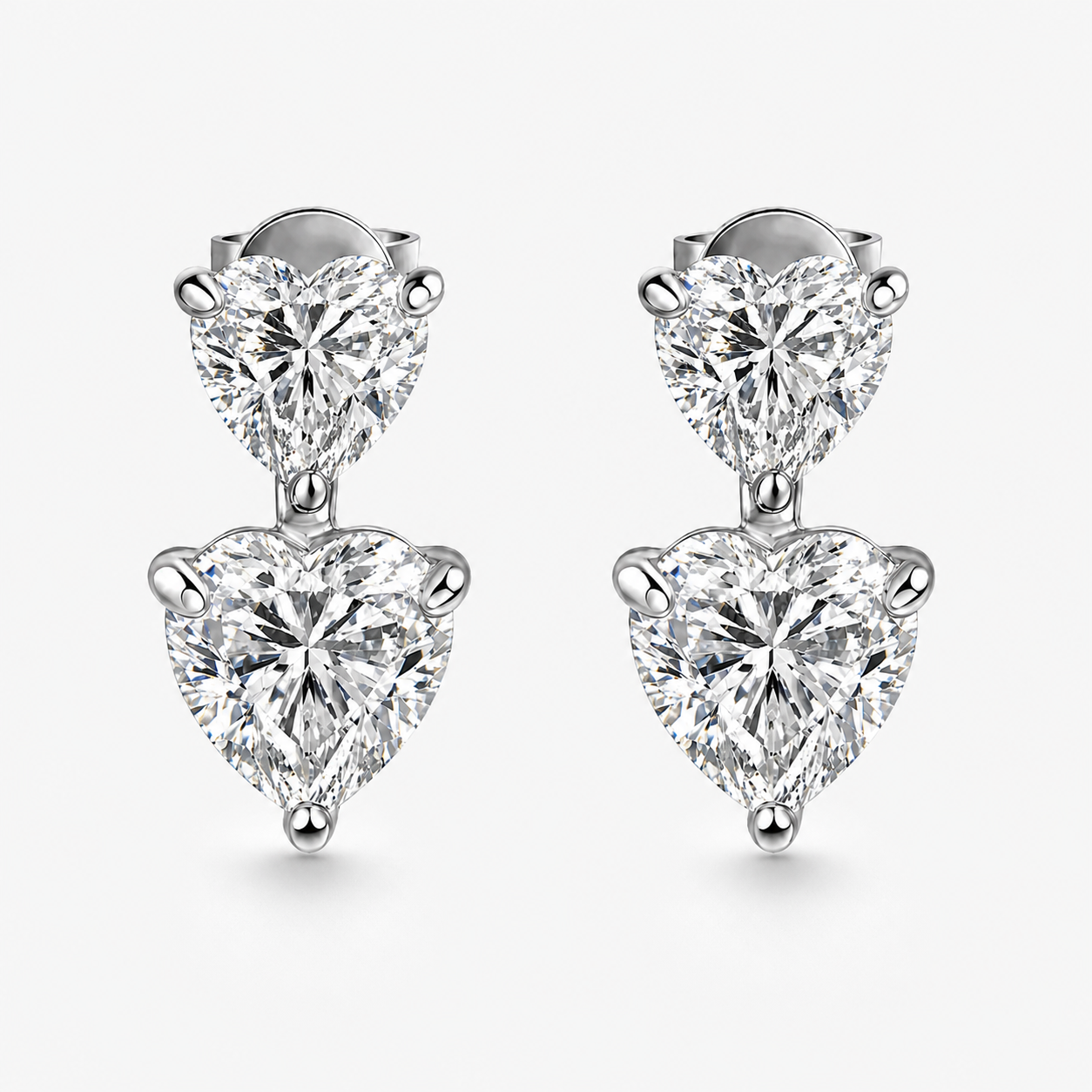 Dual Heart Moissanite  Earring