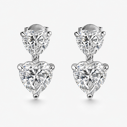 Dual Heart Moissanite  Earring