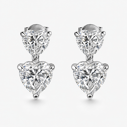 Dual Heart Moissanite  Earring
