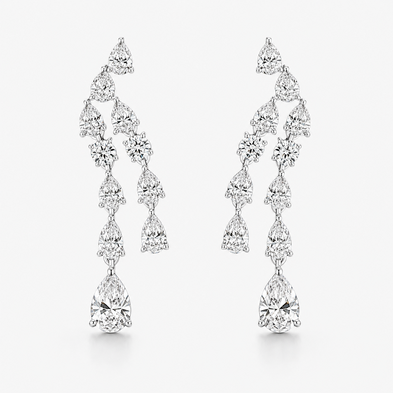 Fancy solitaire double drop earring