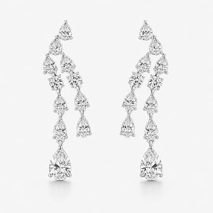 Fancy solitaire double drop earring