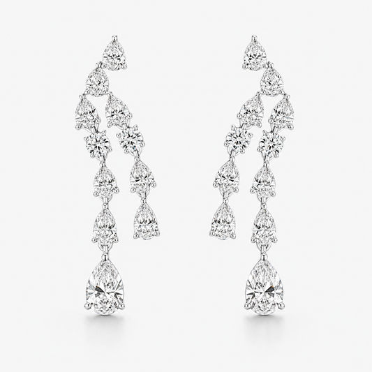 Fancy solitaire double drop earring
