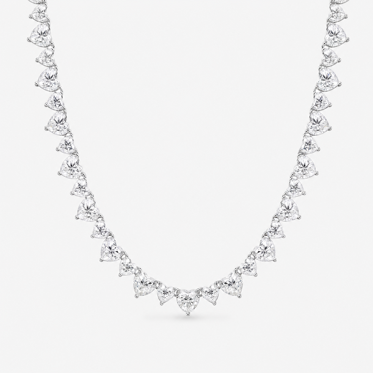 Heart cut 50ct Moissanite tennis necklace