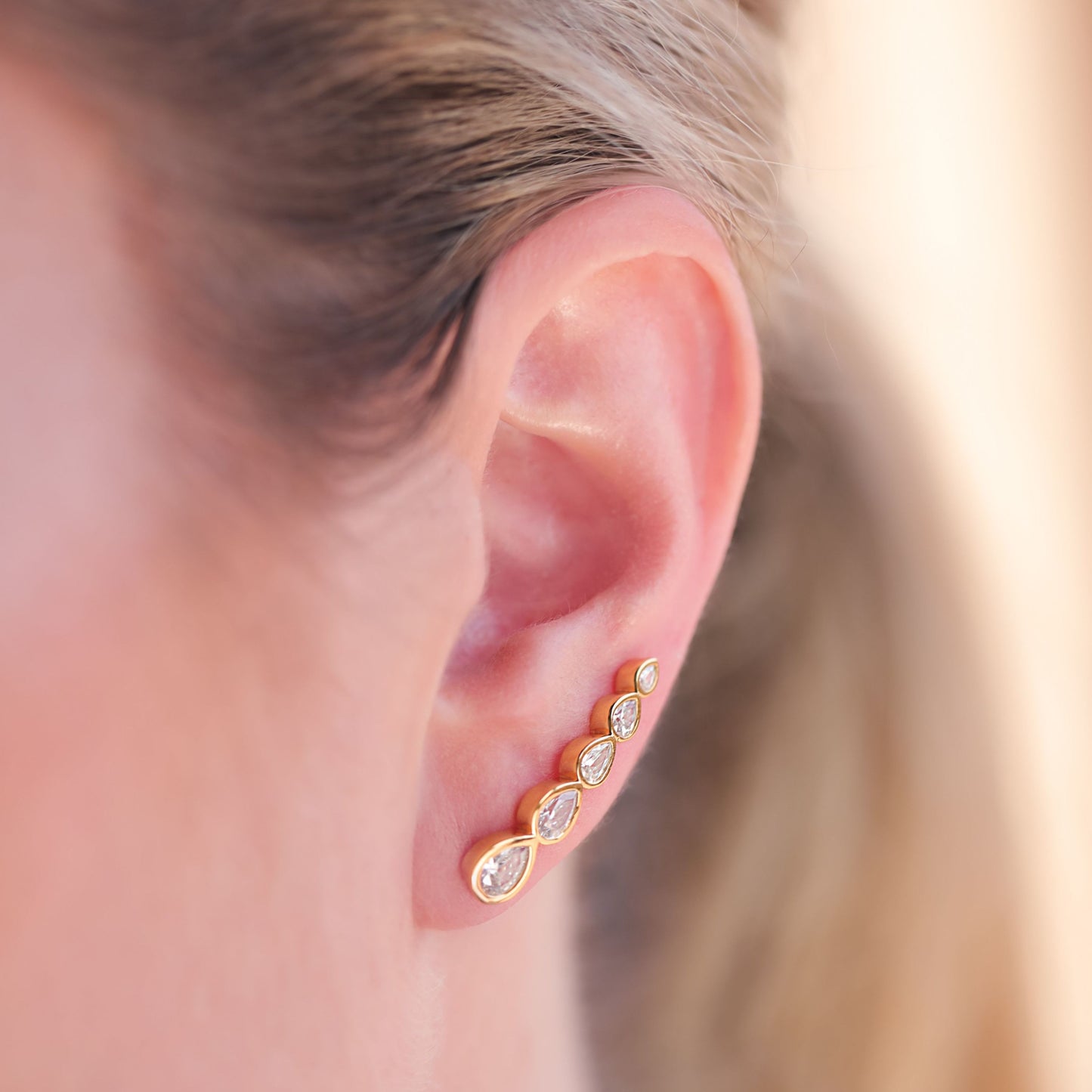 Bezel Pear Earring